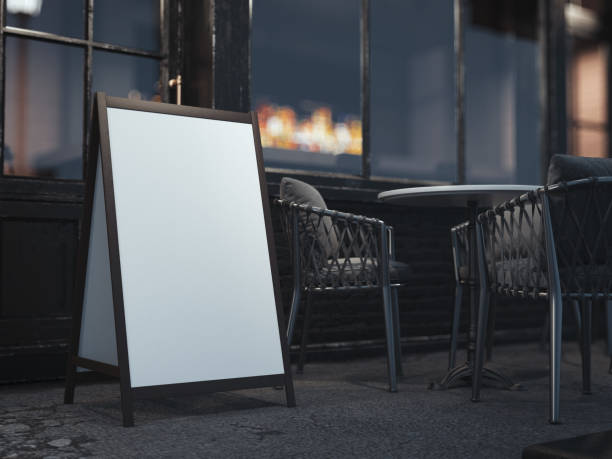 istock Wooden board for restaurant menu on night street. 3d rendering 925746868