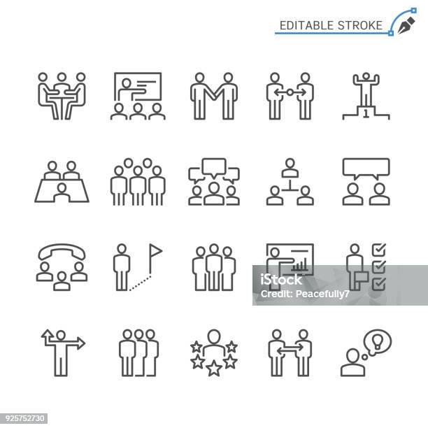 Business People Line Icons Editable Stroke Pixel Perfect Stock Illustration - Download Image Now