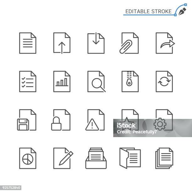 Icônes De Document De Ligne Modifiables En Course Pixel Perfect Vecteurs libres de droits et plus d'images vectorielles de Icône