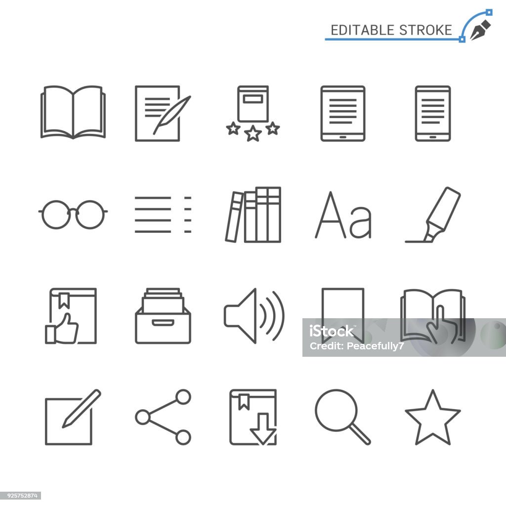 E-book reader line icons. Editable stroke. Pixel perfect. Simple vector line Icons. Editable stroke. Pixel perfect. Icon Symbol stock vector