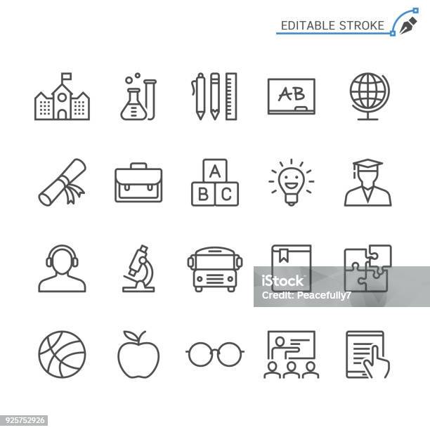 교육 선 아이콘입니다 편집 가능한 선입니다 픽셀 완벽 한입니다 아이콘에 대한 스톡 벡터 아트 및 기타 이미지 - 아이콘, 교육, 대학교