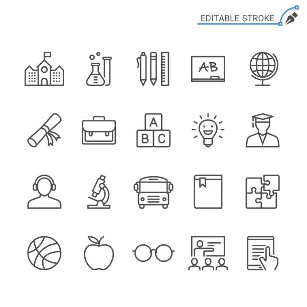 Vector illustration of Education line icons. Editable stroke. Pixel perfect.