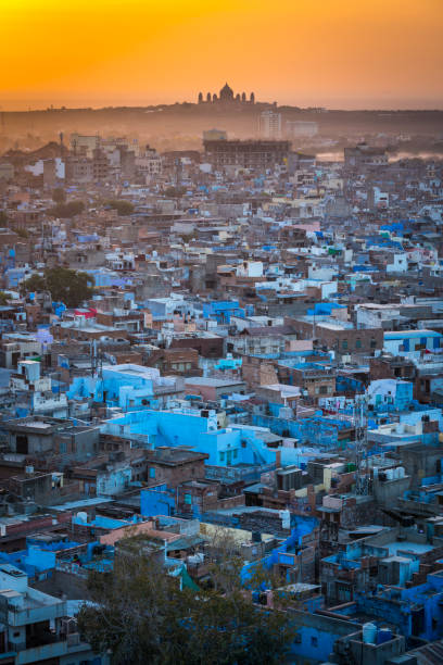 Cityscape of Jodhpur at sunrise in Rajasthan, India. Cityscape of Jodhpur at sunrise in Rajasthan, India.Jodhpur is a significant city of western Rajasthan and lies about 250 kilometers from the border with Pakistan. maharaja day stock pictures, royalty-free photos & images