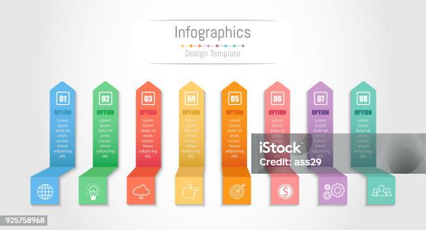 Infographic Design Elements For Your Business Data With 8 Options Parts Steps Timelines Or Processes Vector Illustration Stock Illustration - Download Image Now