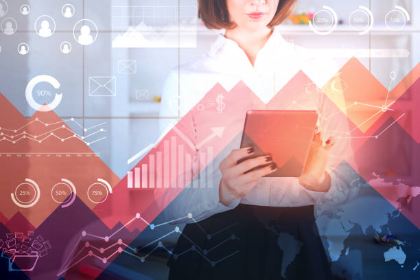 istock Businesswoman using tablet with business chart 925775424