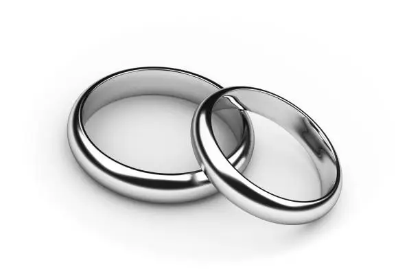 Photo of two wedding rings isolated on white 3d render