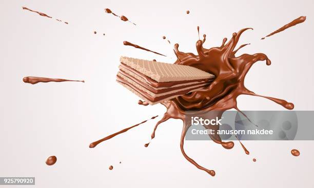 Knusprige Waffeln Stockfoto und mehr Bilder von Schokolade - Schokolade, Spritzendes Wasser, Waffel - Keks