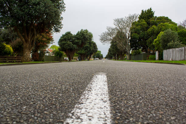 Straigh road line on beautiful suburban area