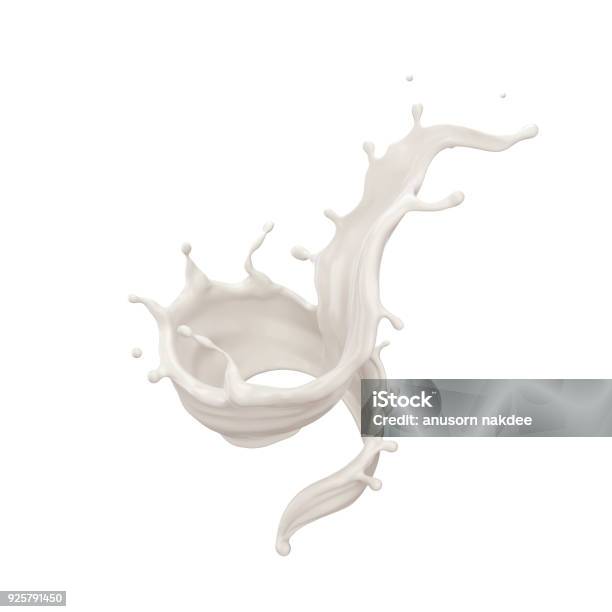 Milk Spiral Stock Photo - Download Image Now - Splashing, Milk, Yogurt