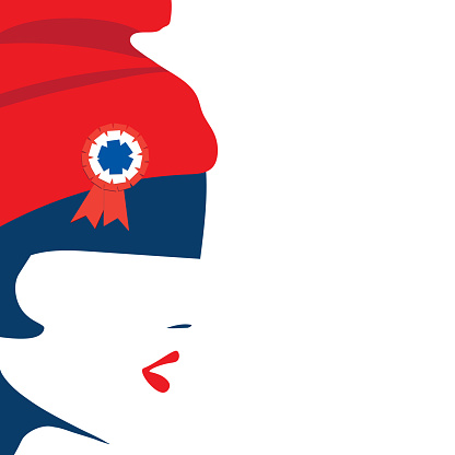 Marianne is a national symbol of the French Republic. Vector for French National Day.