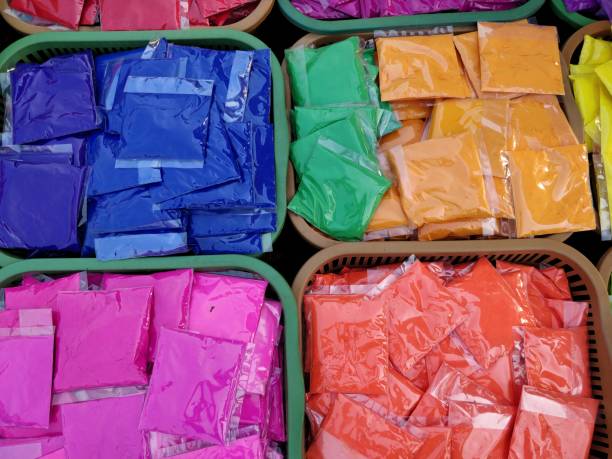 istock Colorful Holi powders on market stall 925798536