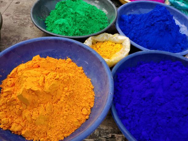 istock Colorful Holi powders on market stall 925798622
