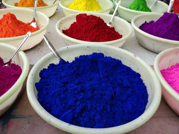 istock Colorful Holi powders on market stall 925799018