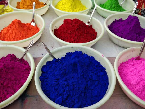istock Colorful Holi powders on market stall 925799198