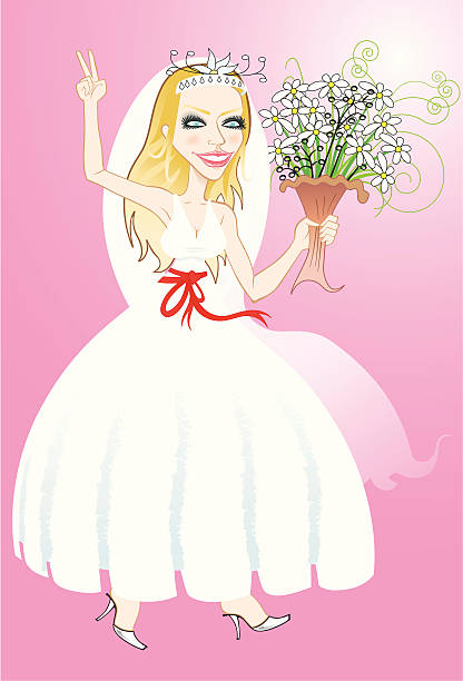 Happy bride vector art illustration