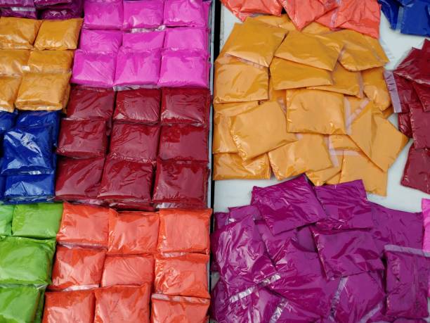 istock Colorful Holi powders on market stall 925801936