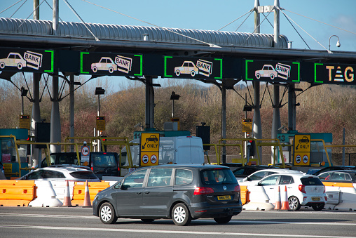 Second Severn Bridge tolls at Rogiet, Wales, UK