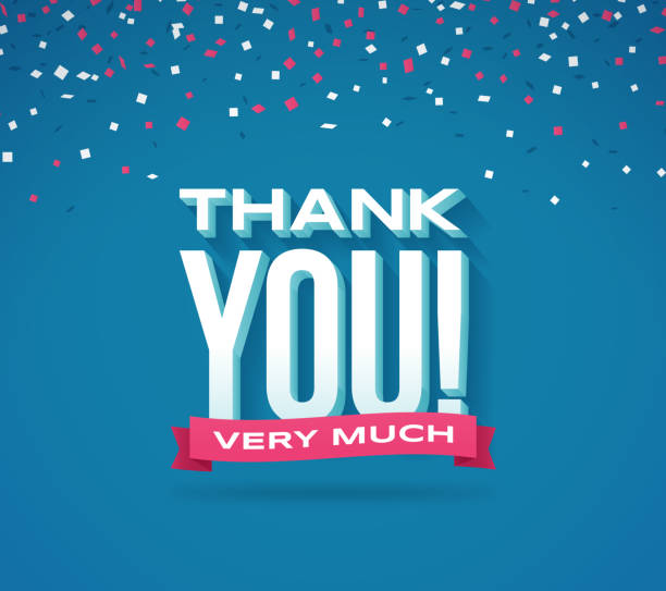Thank You Very Much Thank you very much 3D text with confetti. political party stock illustrations