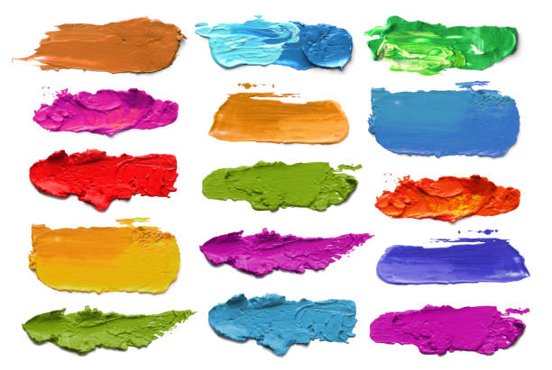 istock Abstract acrylic color brush strokes. Collection. Isolated on white. 925820082