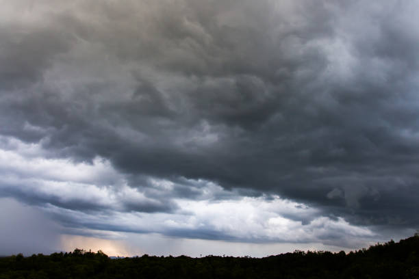 istock Rain clouds and gloomy sky in black and white 925826478