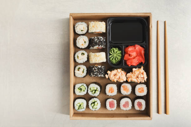 istock Top view set of sushi maki and rolls 925828182