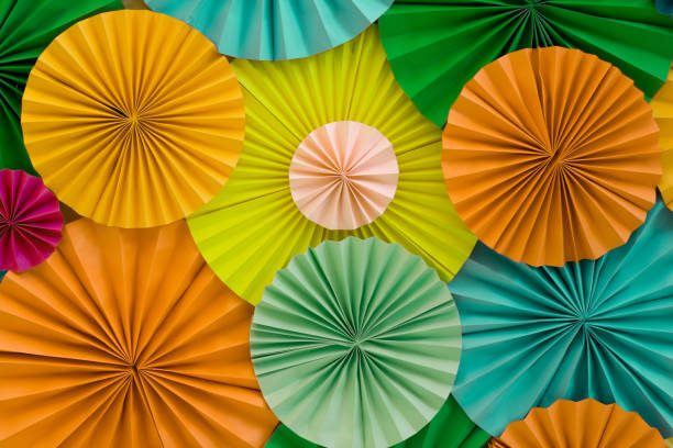 istock Bright colourful celebration background wall with multicoloured paper circles 925838006