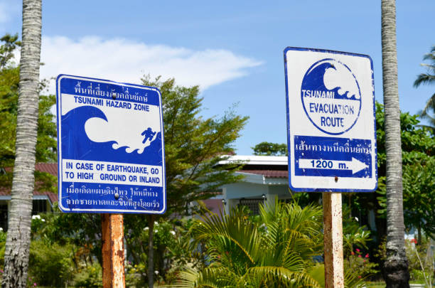 istock Tsunami Hazard Zone and Evacuation Route signs on Koh Muk 925839832