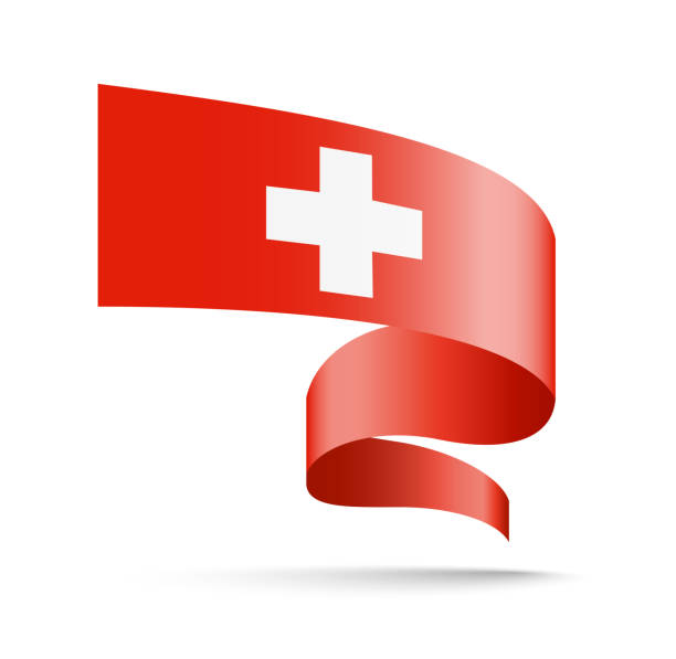 флаг швейцарии в виде волновой ленты. - animated flag stock illustrations