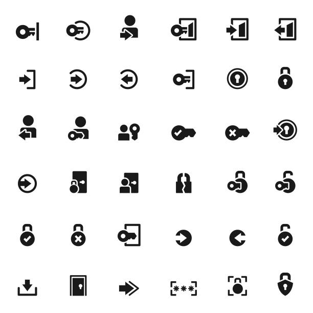 ilustrações, clipart, desenhos animados e ícones de conjunto de ícones de login - entrar