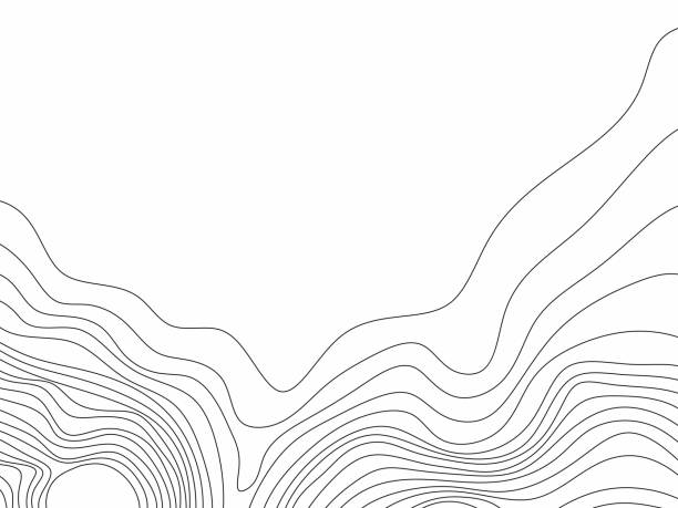 Abstract black and white topographic contours lines of mountains. Topography map art curve drawing. vector illustration. Abstract black and white topographic contours lines of mountains. Topography map art curve drawing. vector illustration. mountain borders stock illustrations