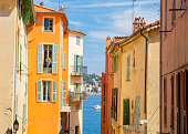 Colorful buildings in Nice on french riviera, cote d`azur, southern France