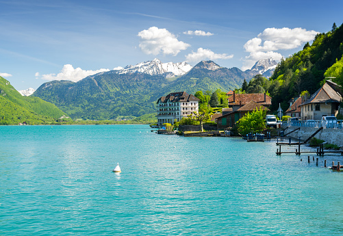 Beautiful view on french Alps at lake Annecy, France