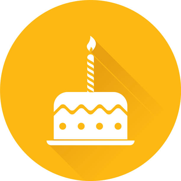 Birthday cake with candles with long shadow Birthday cake icon birthday candle stock illustrations