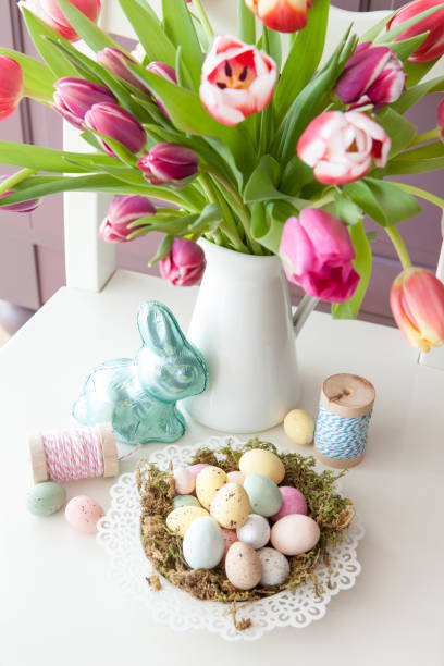 istock Chocolate treats and fresh tulips 925856822