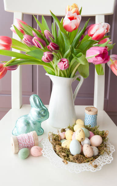 istock Chocolate treats and fresh tulips 925857042