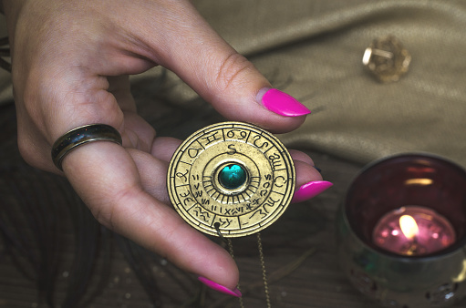 Zodiac talisman. Horoscope wheel. Astrology amulet.