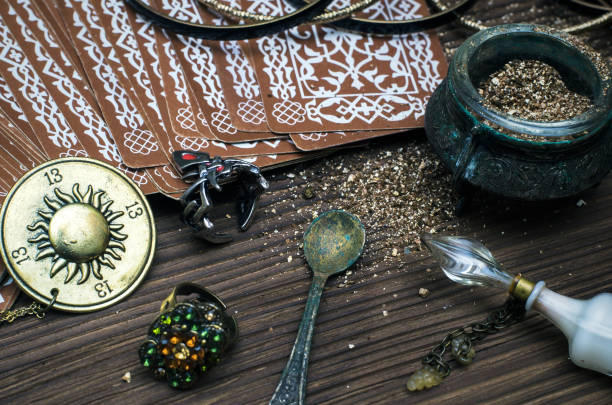istock Zodiac wheel talisman. Tarot cards. Horoscope. Astrology. Future reading concept. 925860938
