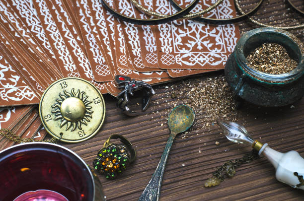 istock Zodiac wheel talisman. Tarot cards. Horoscope. Astrology. Future reading concept. 925860978