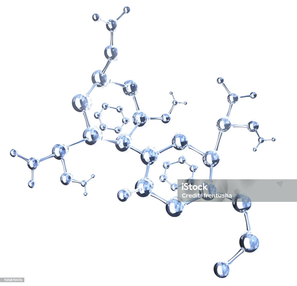 Abstract molecular structure Abstract molecular structure with glass material. Isolated on white background. 3d render Molecule Stock Photo