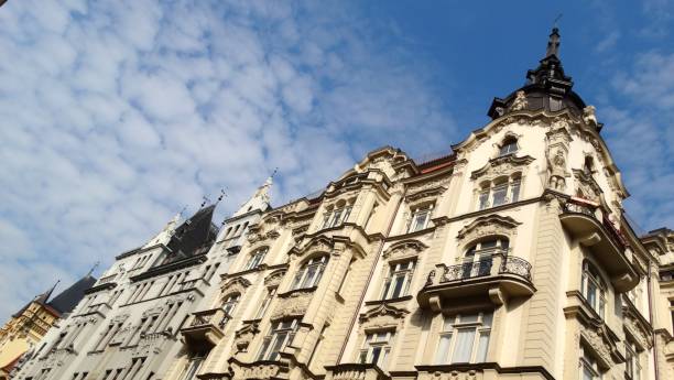 istock Typical house facades in downtown Prague 925873676