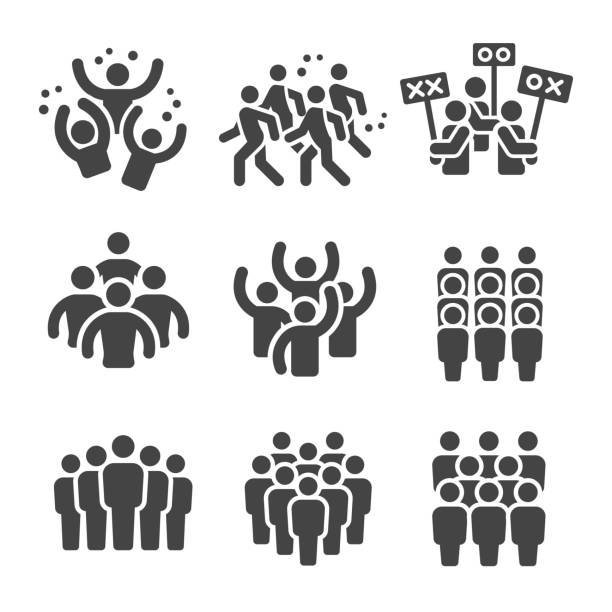 crowd icon crowd,group icon set mob boss stock illustrations