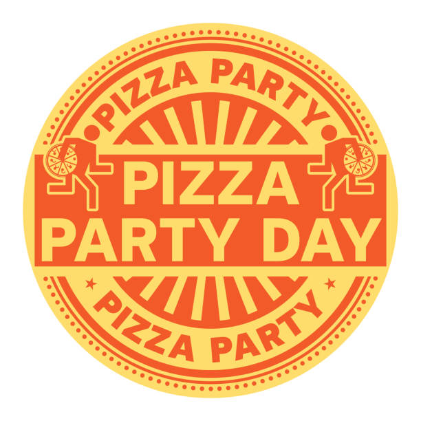 피자 파티 날 스탬프 - pizza party stock illustrations