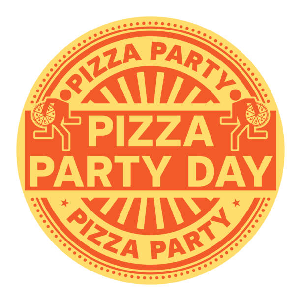 ilustrações, clipart, desenhos animados e ícones de carimbo do dia da festa de pizza - honey crisp