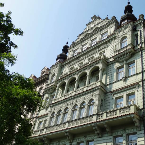 istock Typical house facades in downtown Prague 925873868