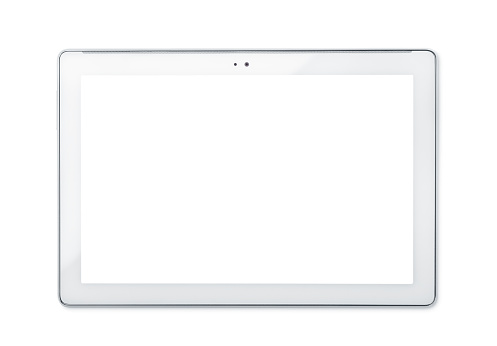 Front view of tablet PC isolated on white