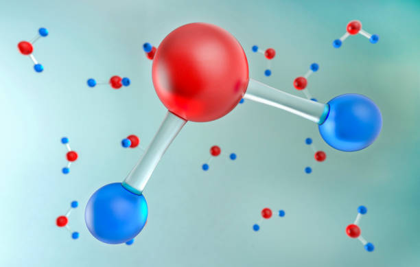 las moléculas de h2o de agua 3d ilustración - hydrogen bond fotografías e imágenes de stock