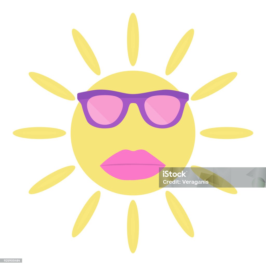 For the Internet The sun with sunglasses and lips. Vector illustration. Adult stock vector