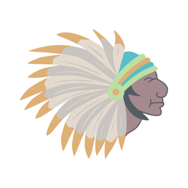 For the Internet Native American Indian chief with feather headdress. Vector illustration. cherokee clip art stock illustrations
