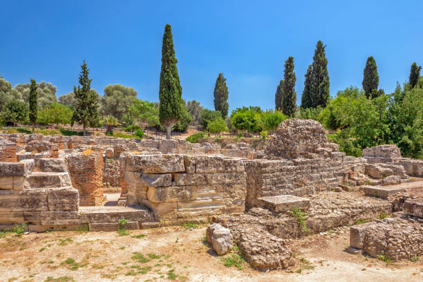 Ruins of ancient town Gortyna on Crete, Greece stock photo