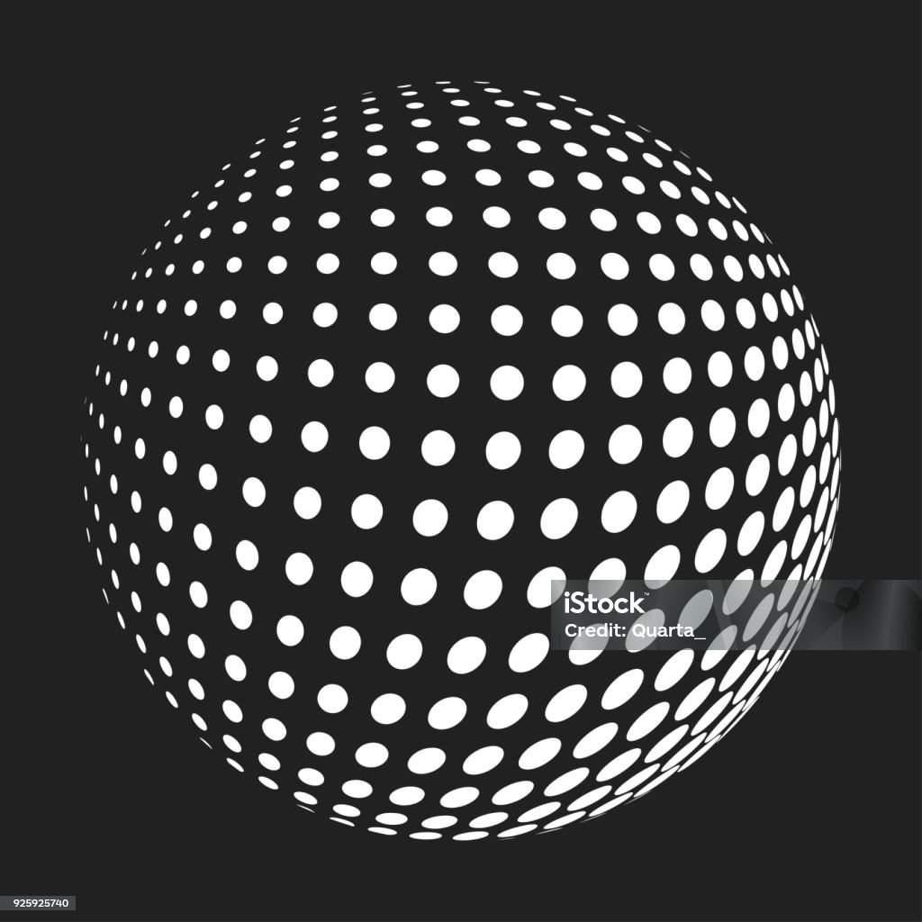 blue triangle sphere Abstract halftone sphere. Flat vector cartoon illustration. Objects isolated on a white background. Abstract stock vector